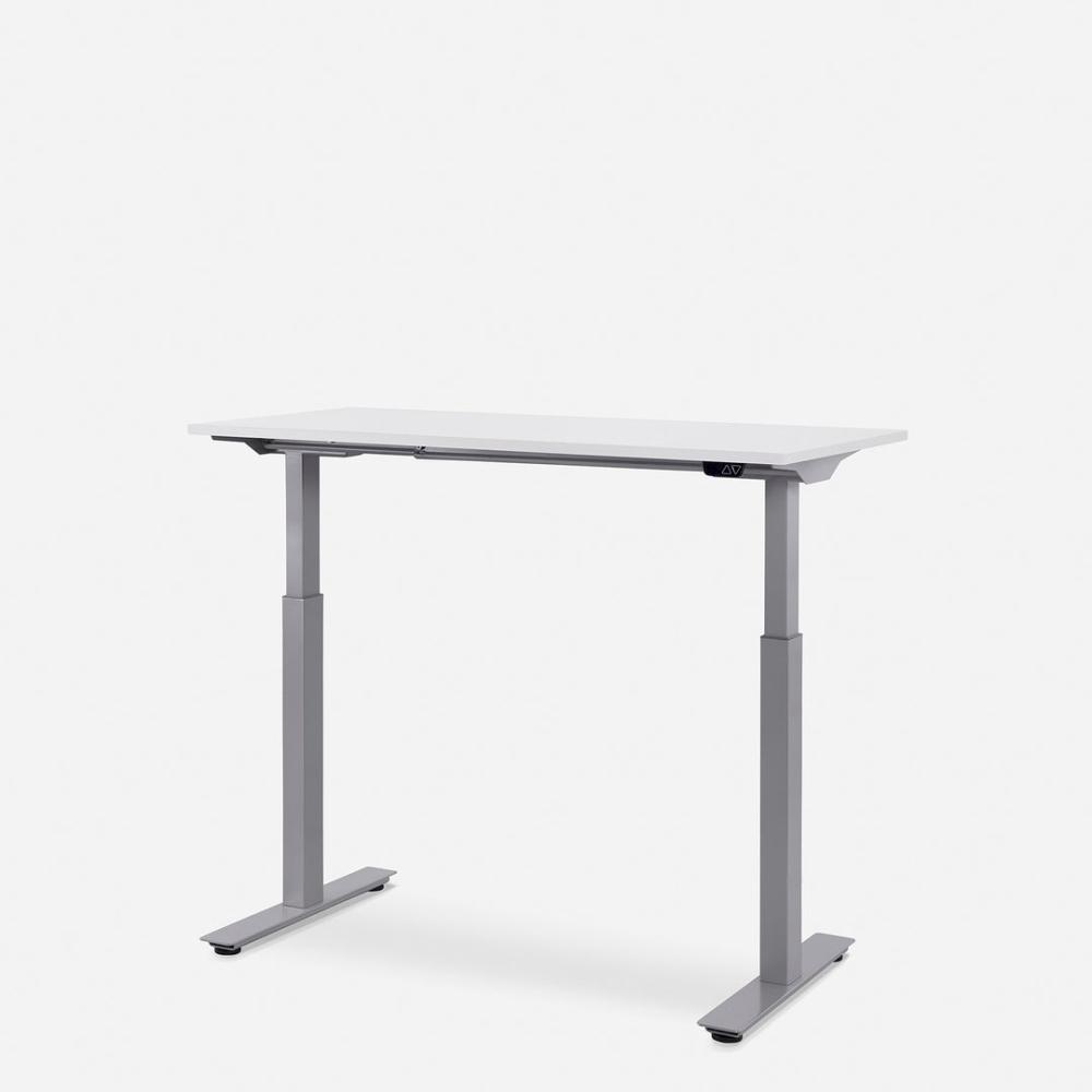 120 x 60 cm WRK21® SMART - Weiss Uni / Grau elektrisch höhenverstellbarer Schreibtisch Bild 1