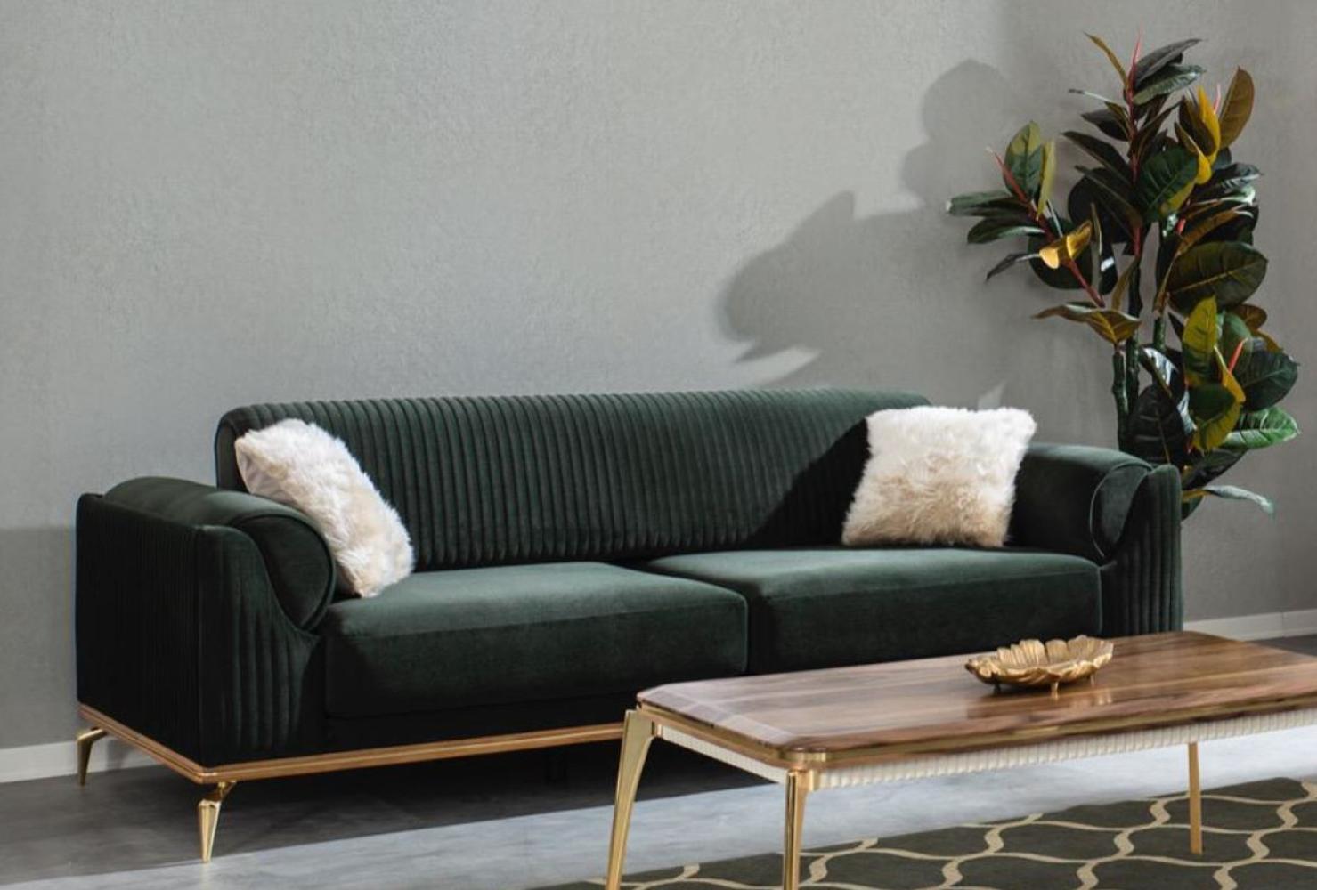 Casa Padrino Luxus Art Deco Sofa Grün / Braun / Gold 230 x 100 x H. 92 cm Bild 1