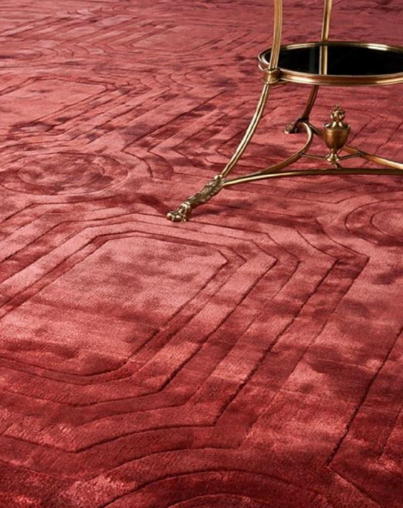 Casa Padrino Luxus Viskose Teppich Rot 200 x 290 cm - Rechteckiger Wohnzimmer Teppich - Luxus Qualität Bild 1