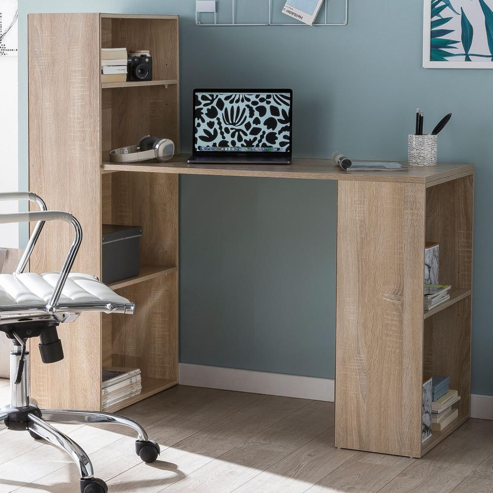 KADIMA DESIGN Schreibtisch mit Regal BRENTA - Großzügige Arbeitsfläche für optimale Organisation und Funktionalität im Büro. Farbe: Beige Bild 1