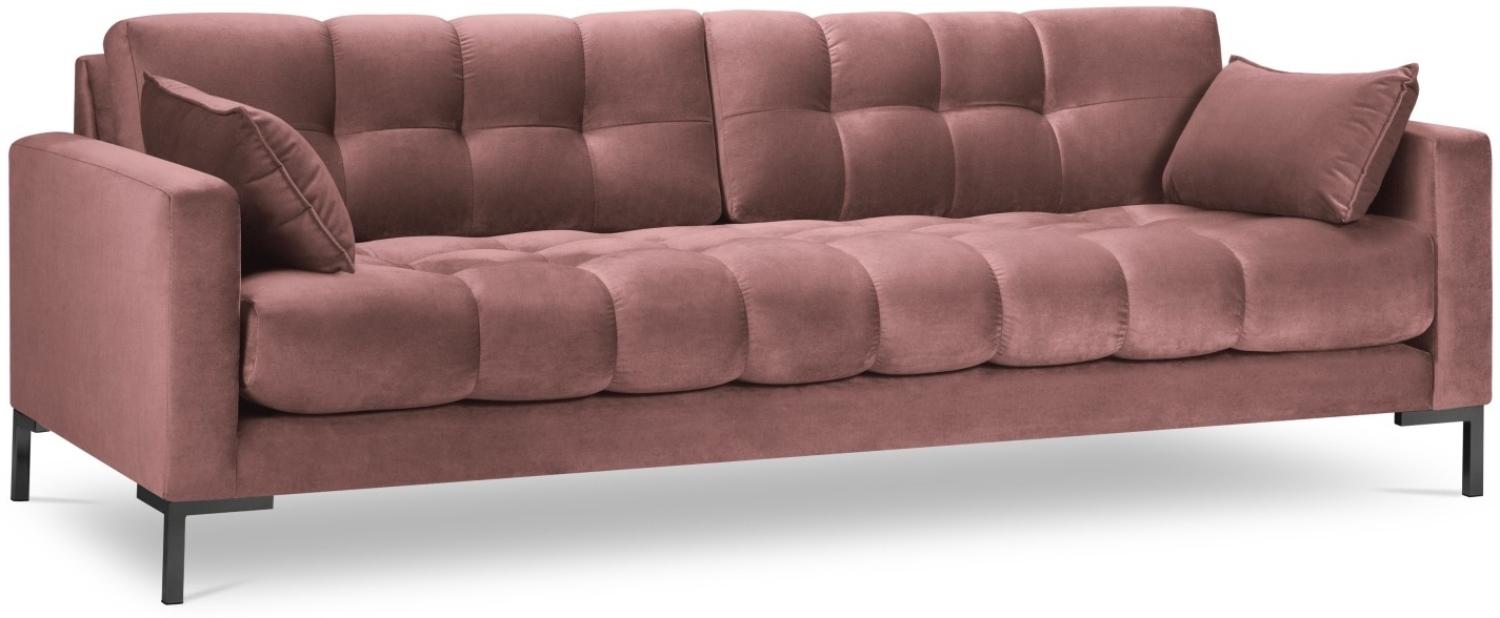 Micadoni 4-Sitzer Samtstoff Sofa Mamaia | Bezug Pink | Beinfarbe Black Metal Bild 1