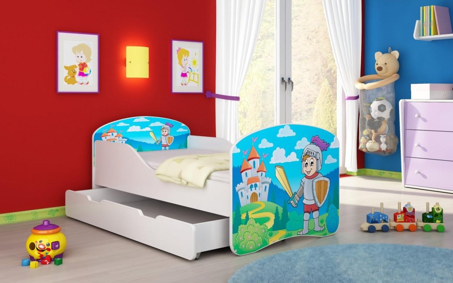 Kinderbett Luna mit Stauraum und verschiedenen Motiven 160x80 Knight Bild 1