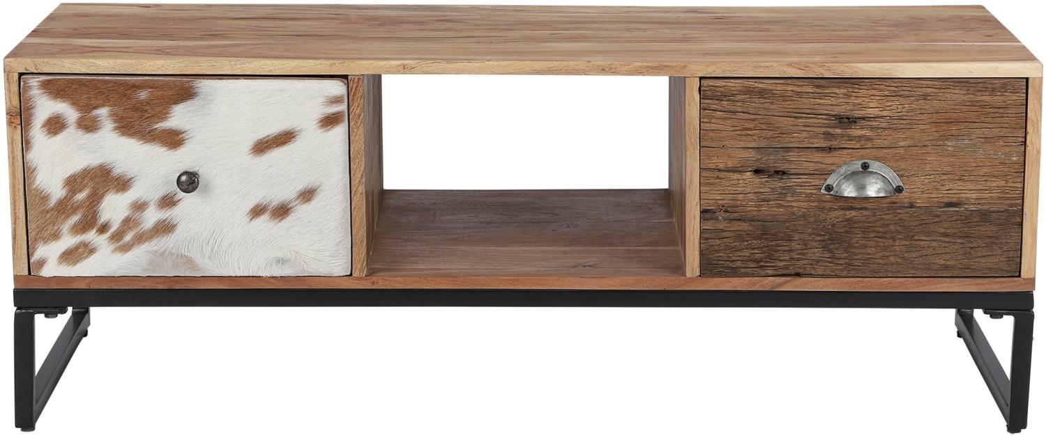 TV-Lowboard mit zwei Schubladen 110x50x40 cm aus Akazien- und Schwellenholz mit Metallbeine WOMO-Design Bild 1