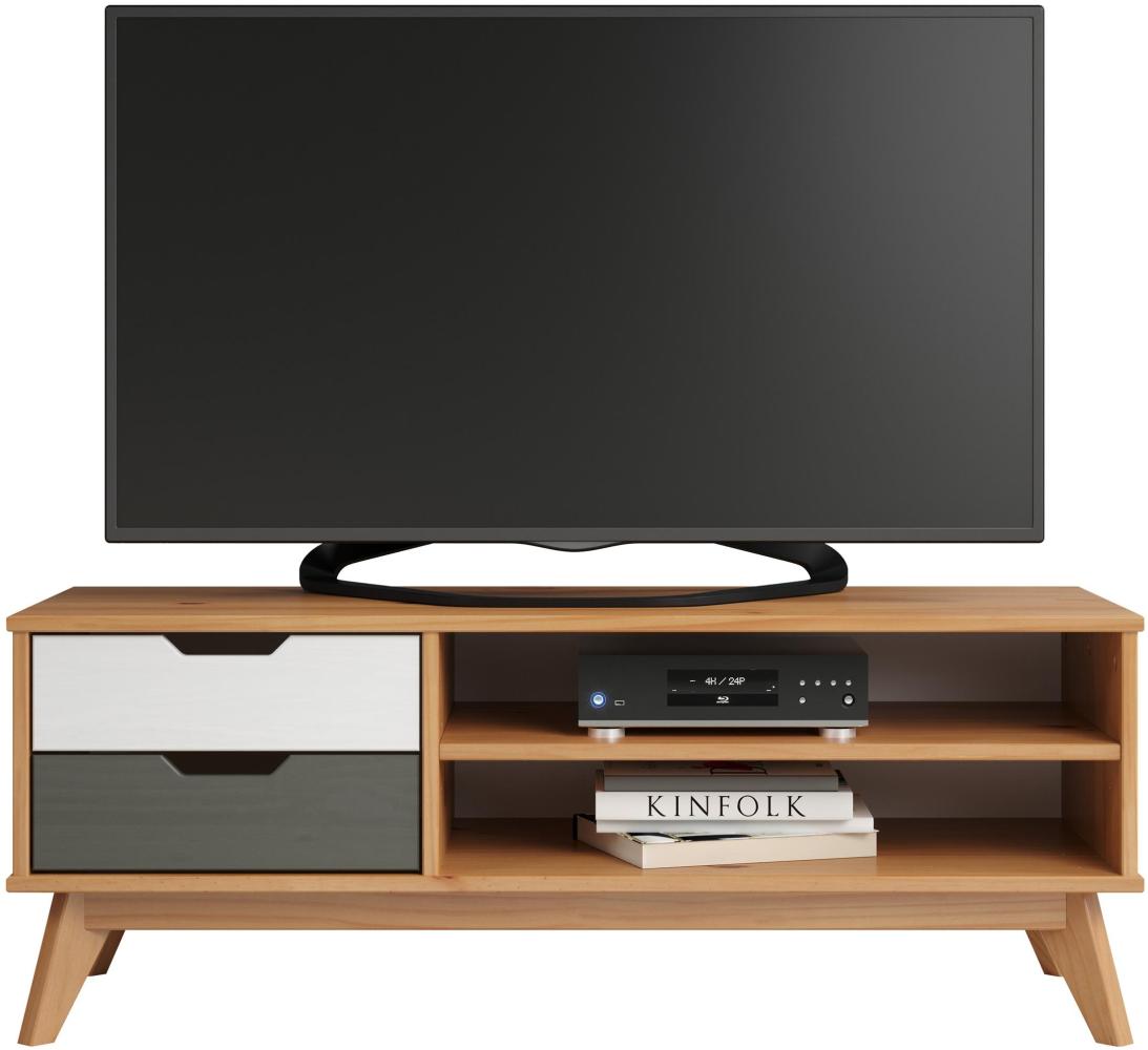 TV-Board >Sandvika< in Honigfarben aus Massivholz - 110x42x40cm (BxHxT) Bild 1