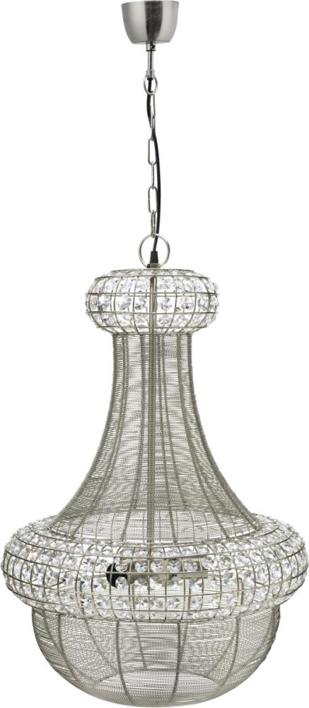 Art Deco Hängeleuchte silber aus Metall und Glas PR Home Saba E27 Dm. 51cm Bild 1