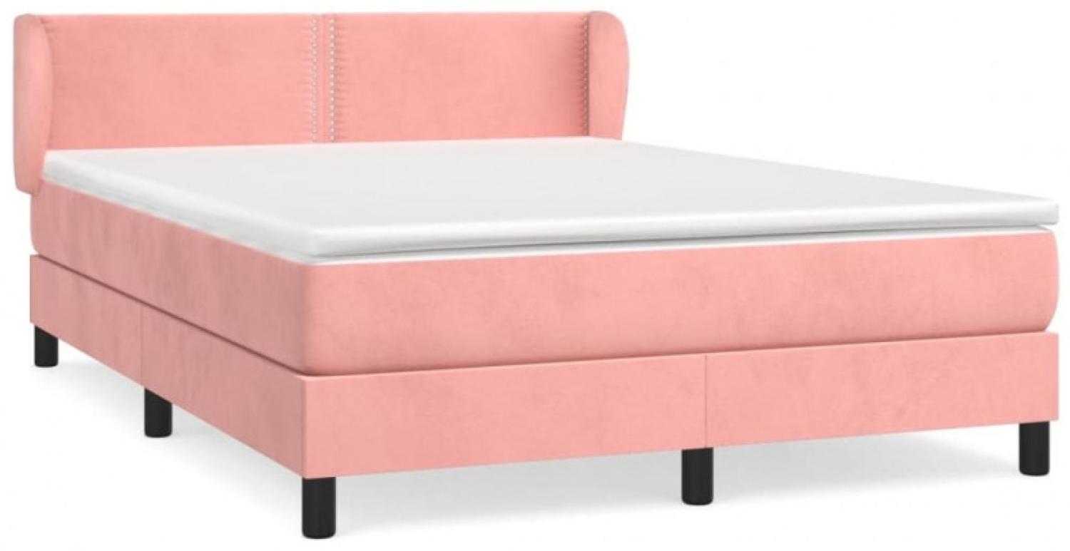 Boxspringbett mit Matratze Rosa 140x200 cm Samt Bild 1