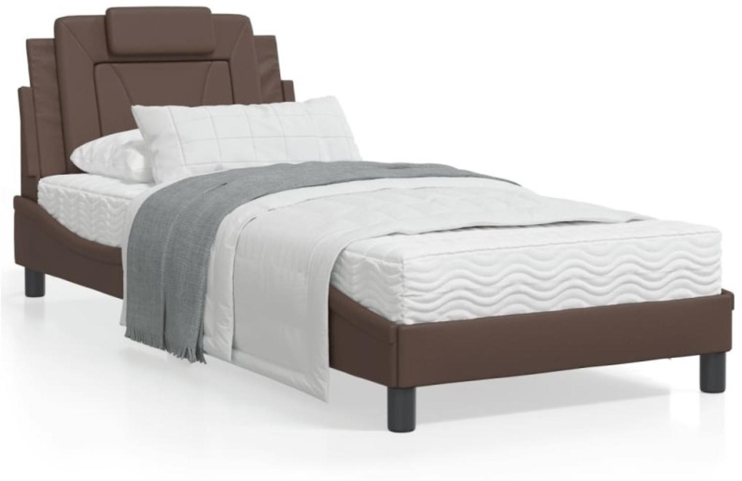 Bett mit Matratze Braun 90x190 cm Kunstleder (Farbe: Braun) Bild 1