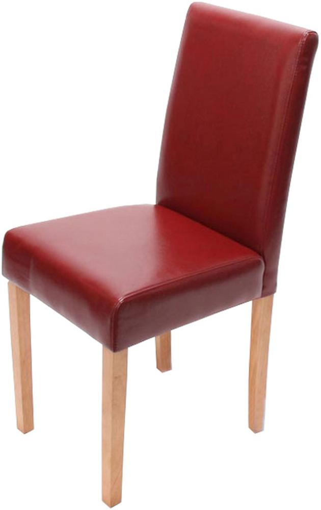 Esszimmerstuhl Littau, Küchenstuhl Stuhl, Leder ~ rot, helle Beine Bild 1