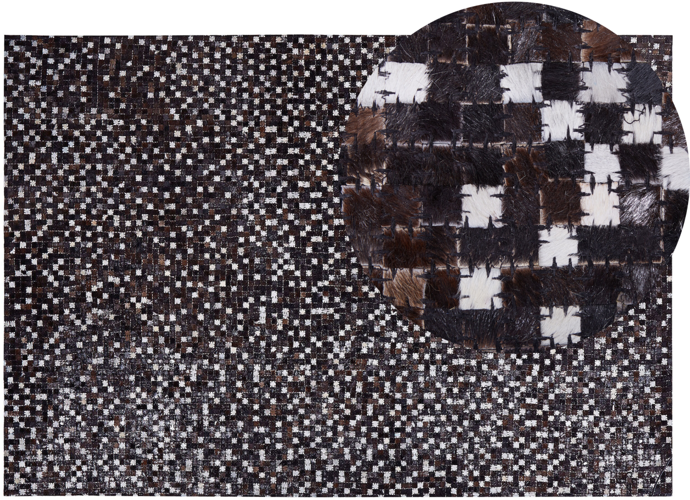 Teppich Kuhfell braun / silber 140 x 200 cm geometrisches Muster Kurzflor AKKESE Bild 1