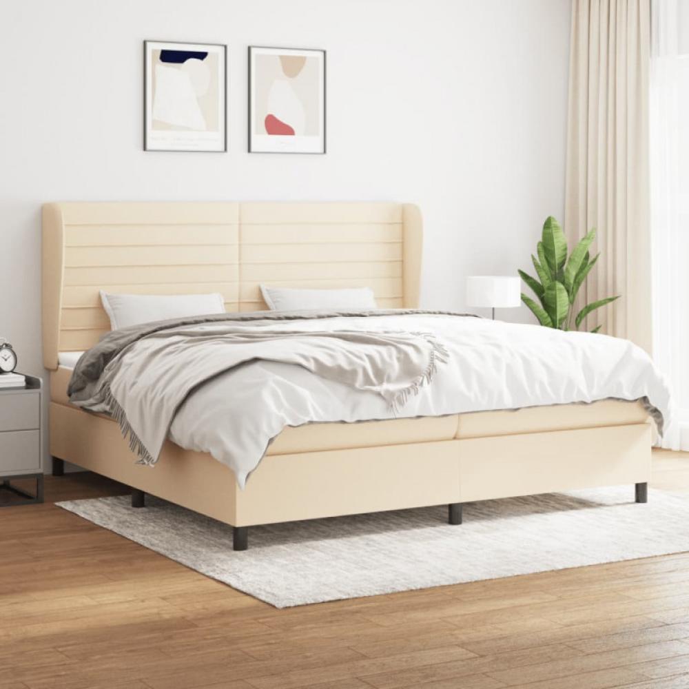 Boxspringbett mit Matratze Stoff Creme 200 x 200 cm Bild 1