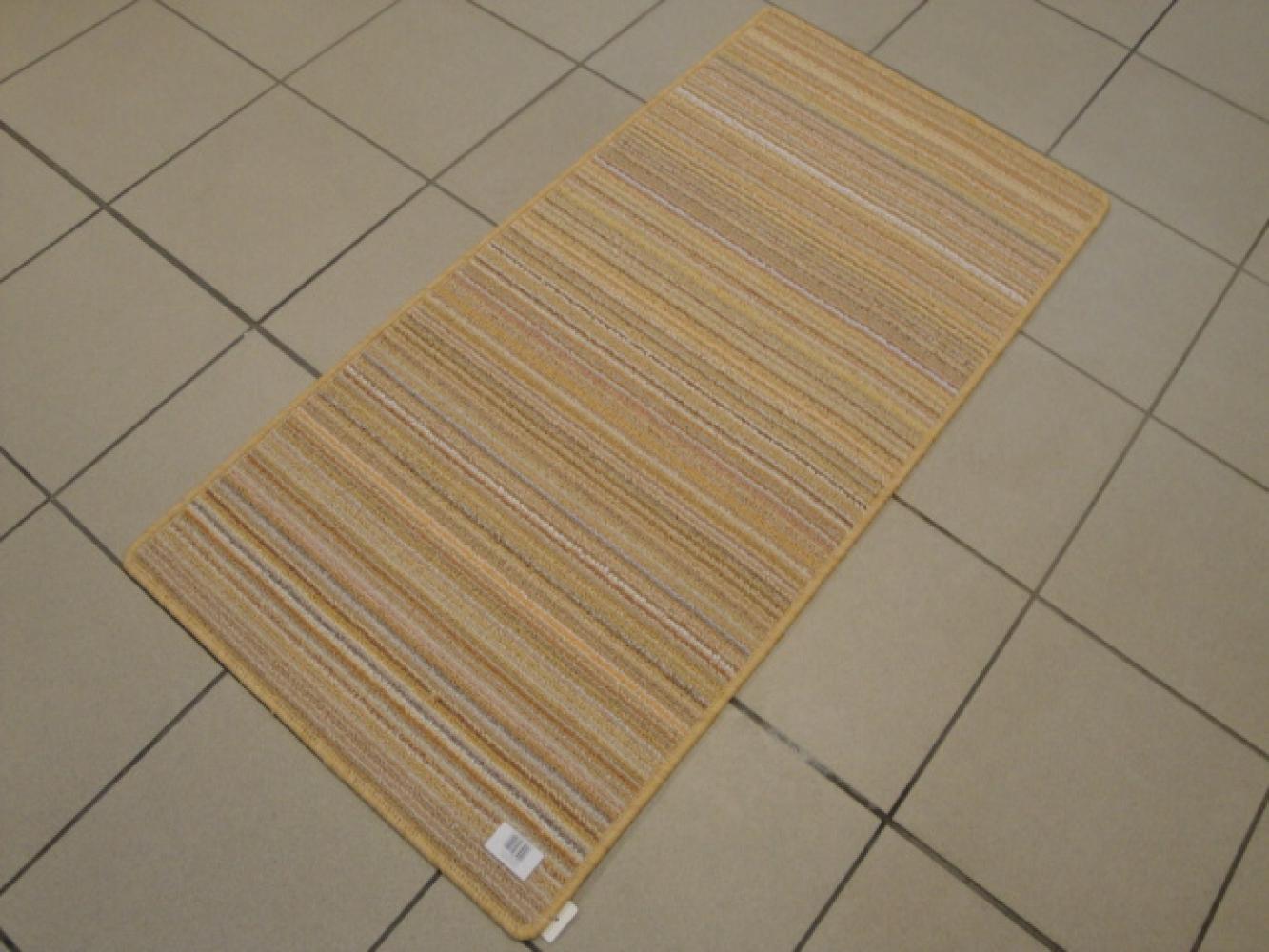 Streifenberber-Schlinge Teppich ohne Fransen in fünf Größen und drei Farben, Webteppich 220 x 170 cm, Beige/Braun Bild 1