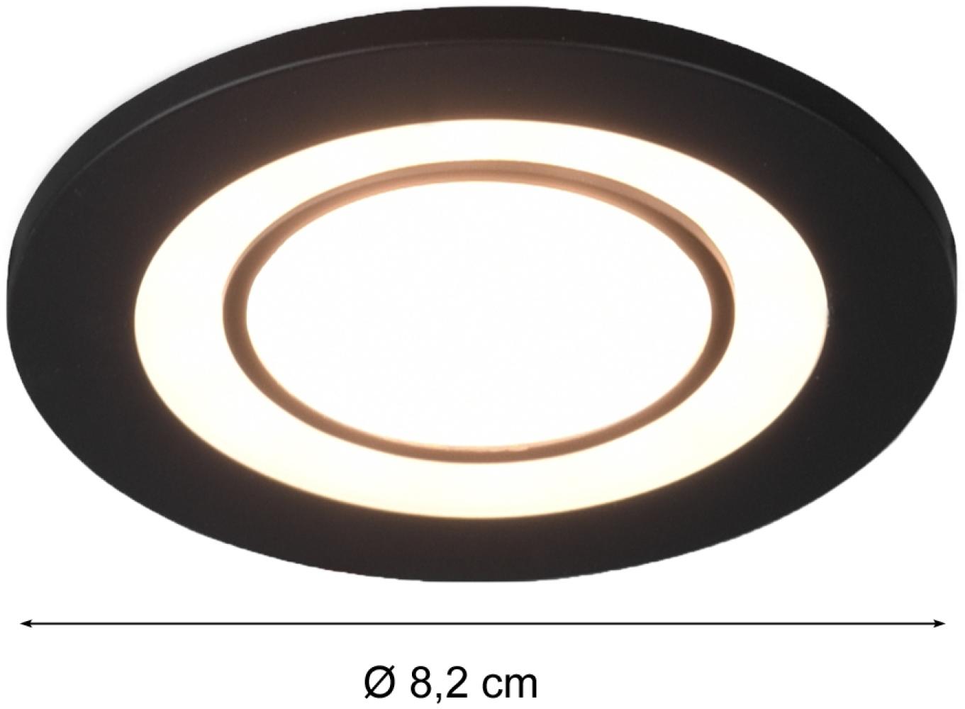 Runder LED Deckeneinbaustrahler 2er Set in Schwarz matt Ø 8,2cm Bild 1