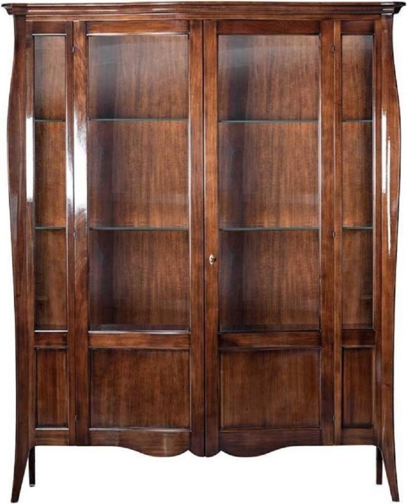 Casa Padrino Luxus Art Deco Vitrine Braun 170 x 50 x H. 215 cm - Massivholz Vitrinenschrank mit 2 Glastüren - Luxus Art Deco Wohnzimmer Möbel Bild 1