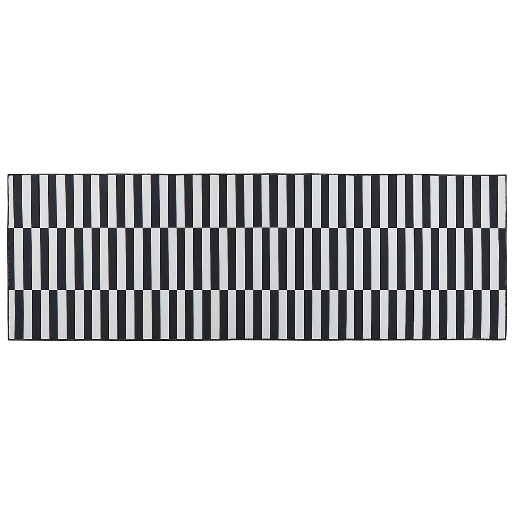 Teppich schwarz weiß 80 x 240 cm Streifenmuster Kurzflor PACODE Bild 1