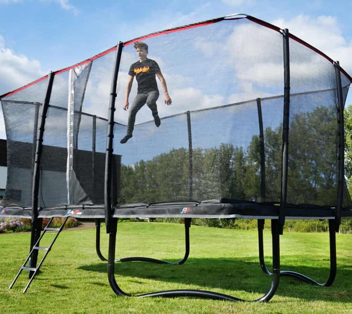 Exit Toys PeakPro trampoline fitness device (black rectangular 305 x 519 cm incl. safety net and ladder) Bild 1