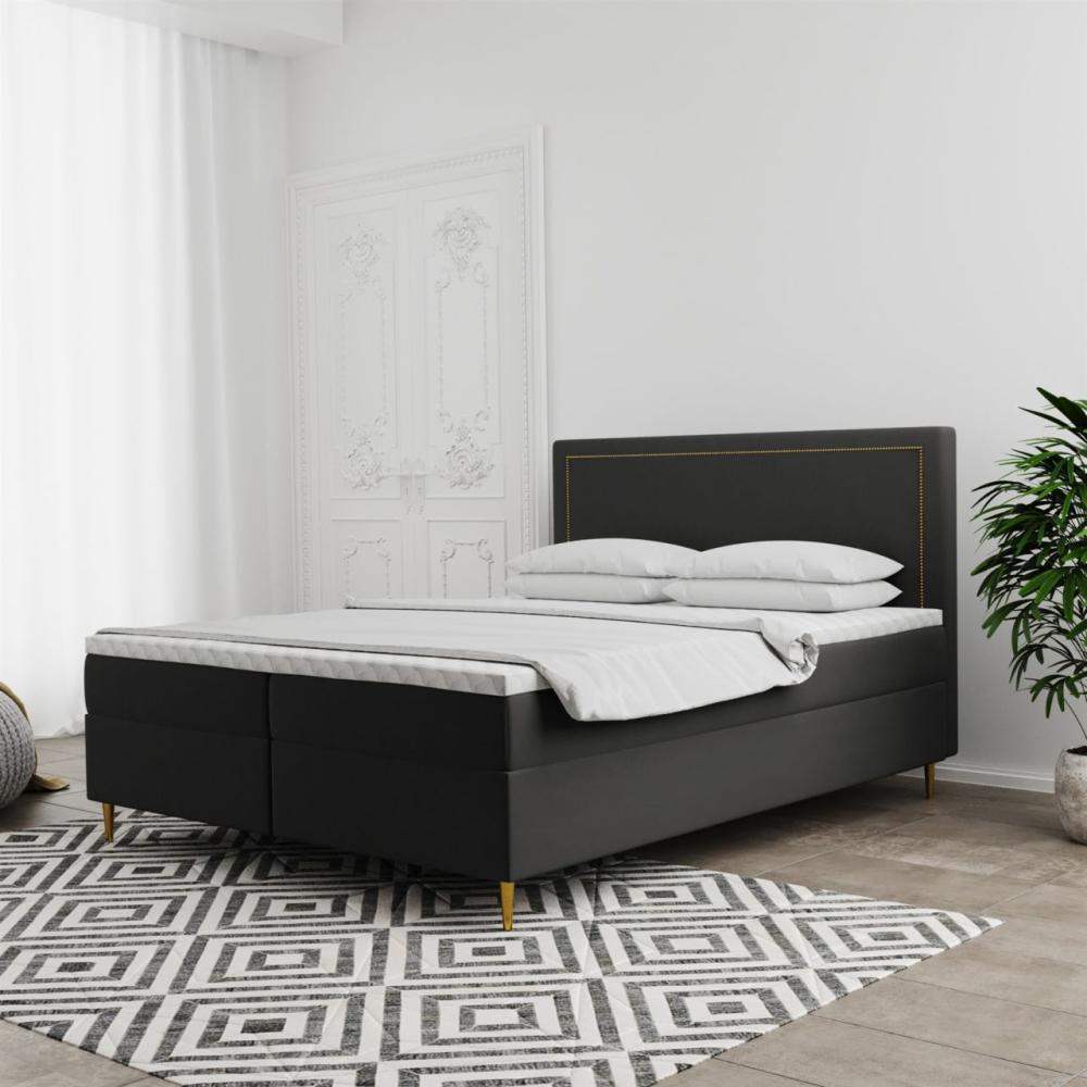 Boxspringbett Schlafzimmerbett LUCIEN 180x200cm in Stoff Soro Anthrazit Bild 1