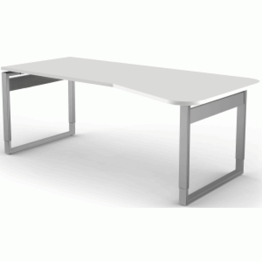 Freiformtisch, 195x80 / 100cm, O-Fuß, (Form 3), Weiß / Silber Bild 1
