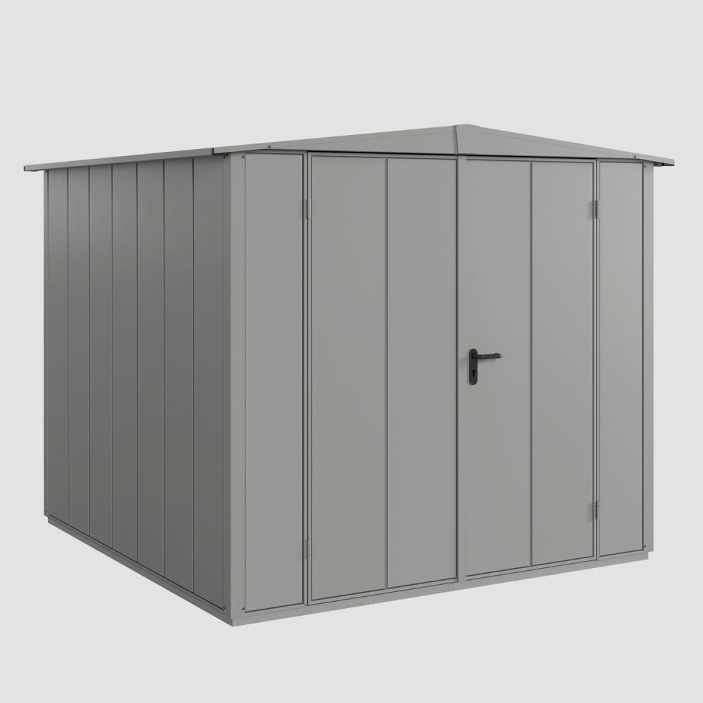 Hörmann Ecostar Aktionsangebot Metall-Gerätehaus Elegant mit Satteldach Typ 2, 238 x 238 cm , graualuminium, 5,7 m²,2-flüglige Tür Bild 1