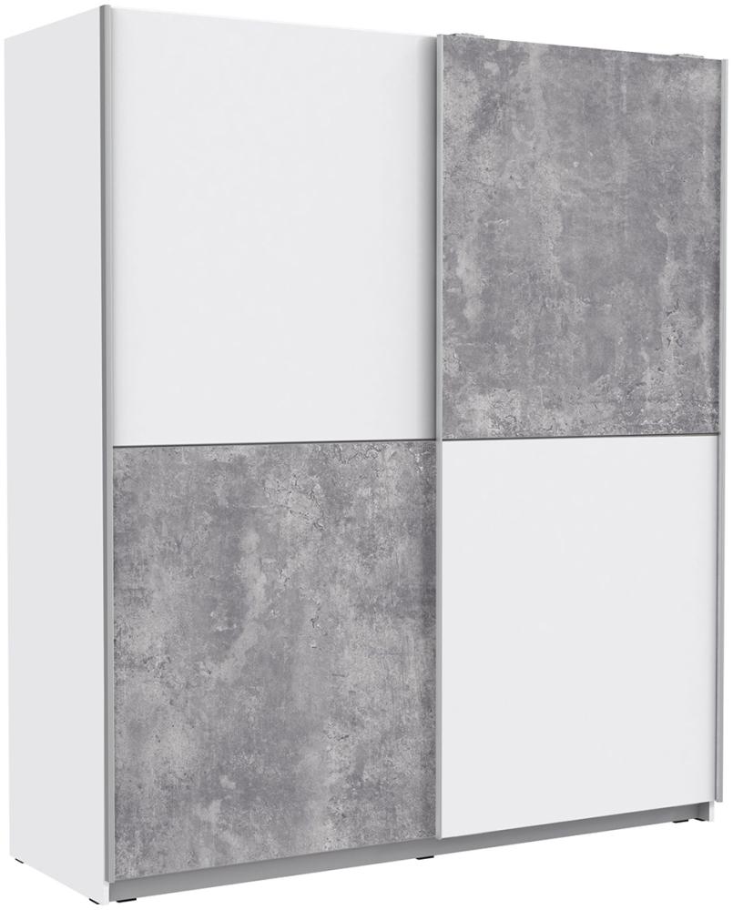 Schwebetürenschrank >Zorana< in Weiß Beton Lichtgrau - 170. 3x190. 5x61. 2 (BxHxT) Bild 1
