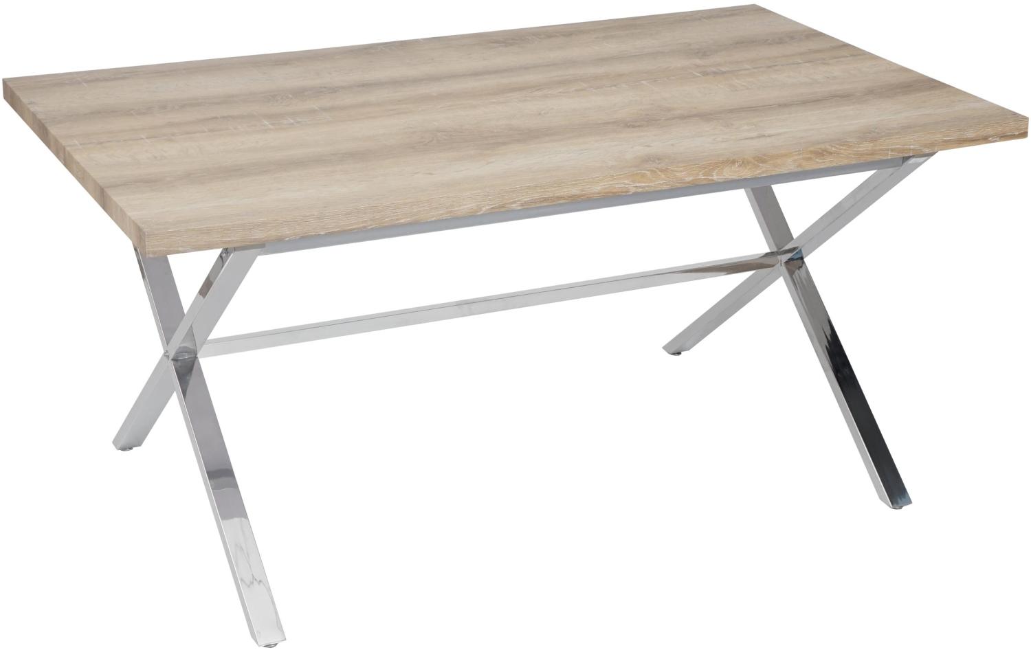 Esszimmertisch Fano, Tisch Esstisch, Edelstahl 3D-Struktur 160x90cm ~ Eiche-Optik Bild 1
