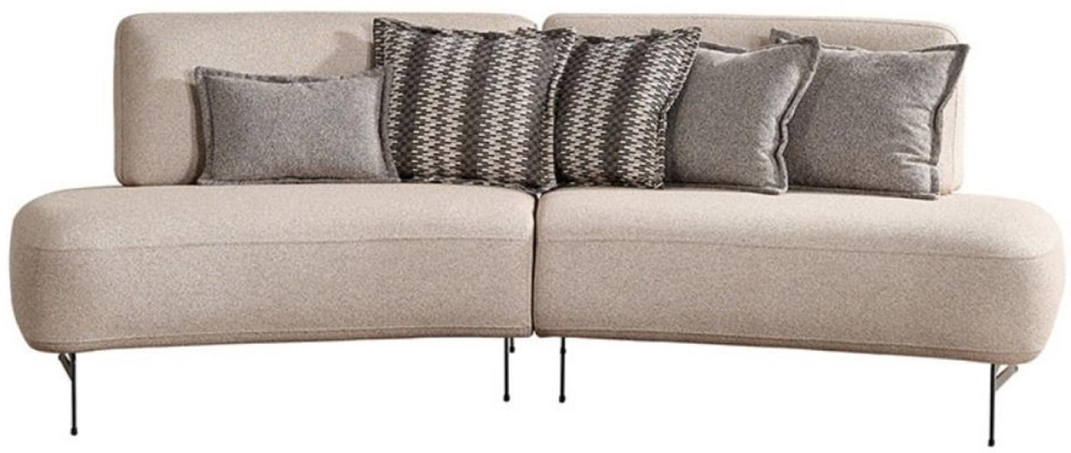 Casa Padrino Luxus Sofa mit verstellbaren Rückenlehnen Beige / Schwarz 240 cm Bild 1