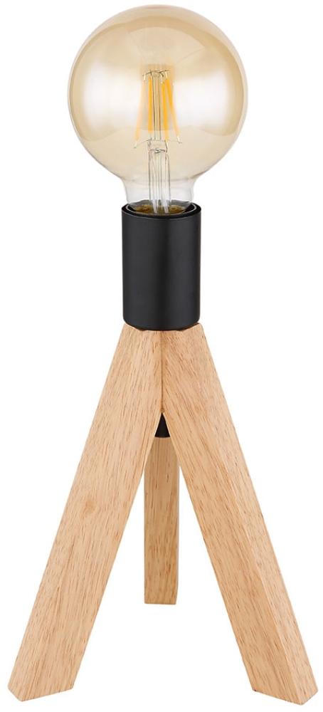 Tischleuchte, 3-Bein, Holz naturfarben, schwarz, H 26,5 cm Bild 1