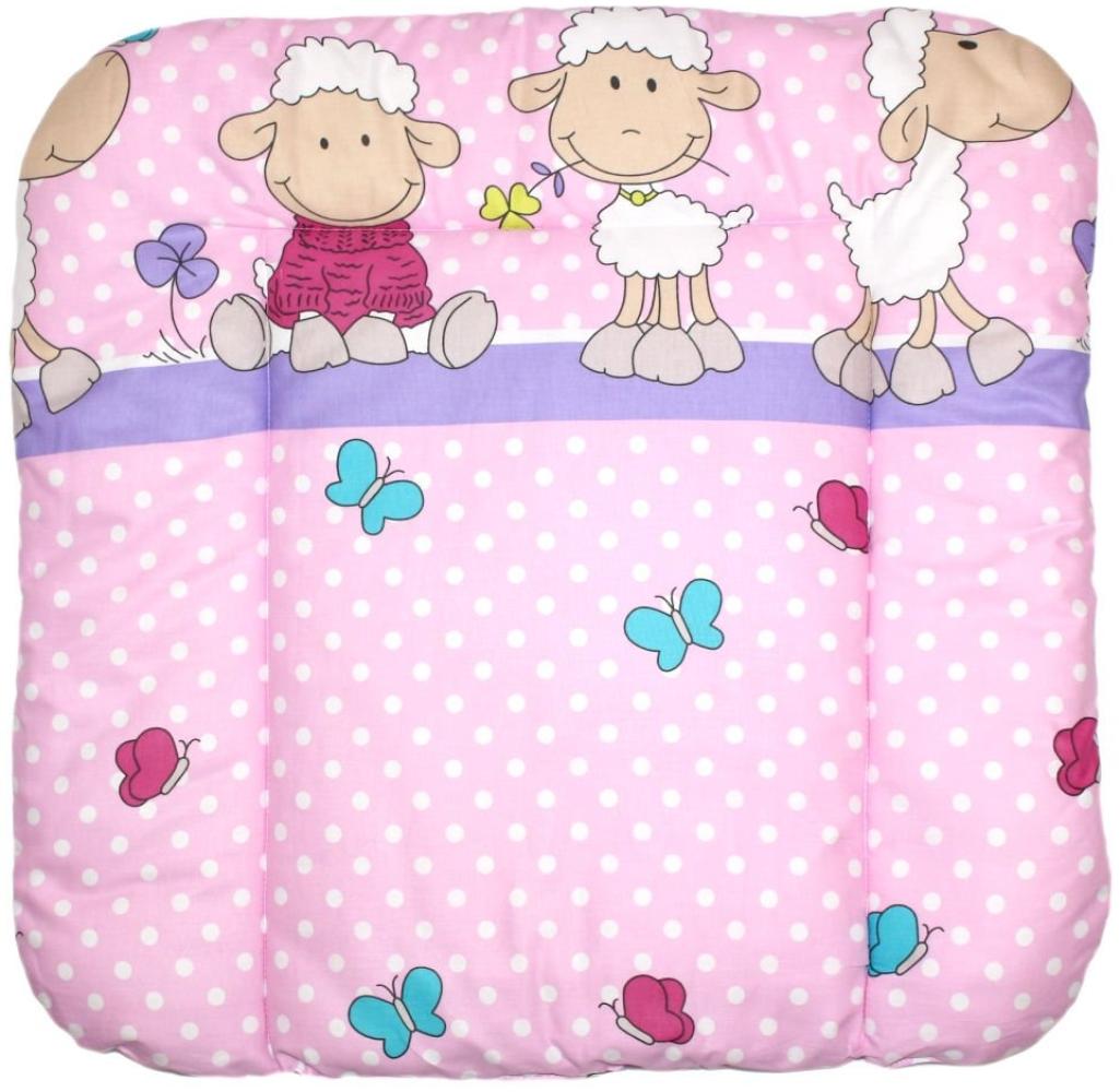 Baby Auflage Wickelauflage - Schaf rosa/violet - 70x50 cm 70x70 cm 70x85 cm Wickeltischauflage 70x85 cm Bild 1