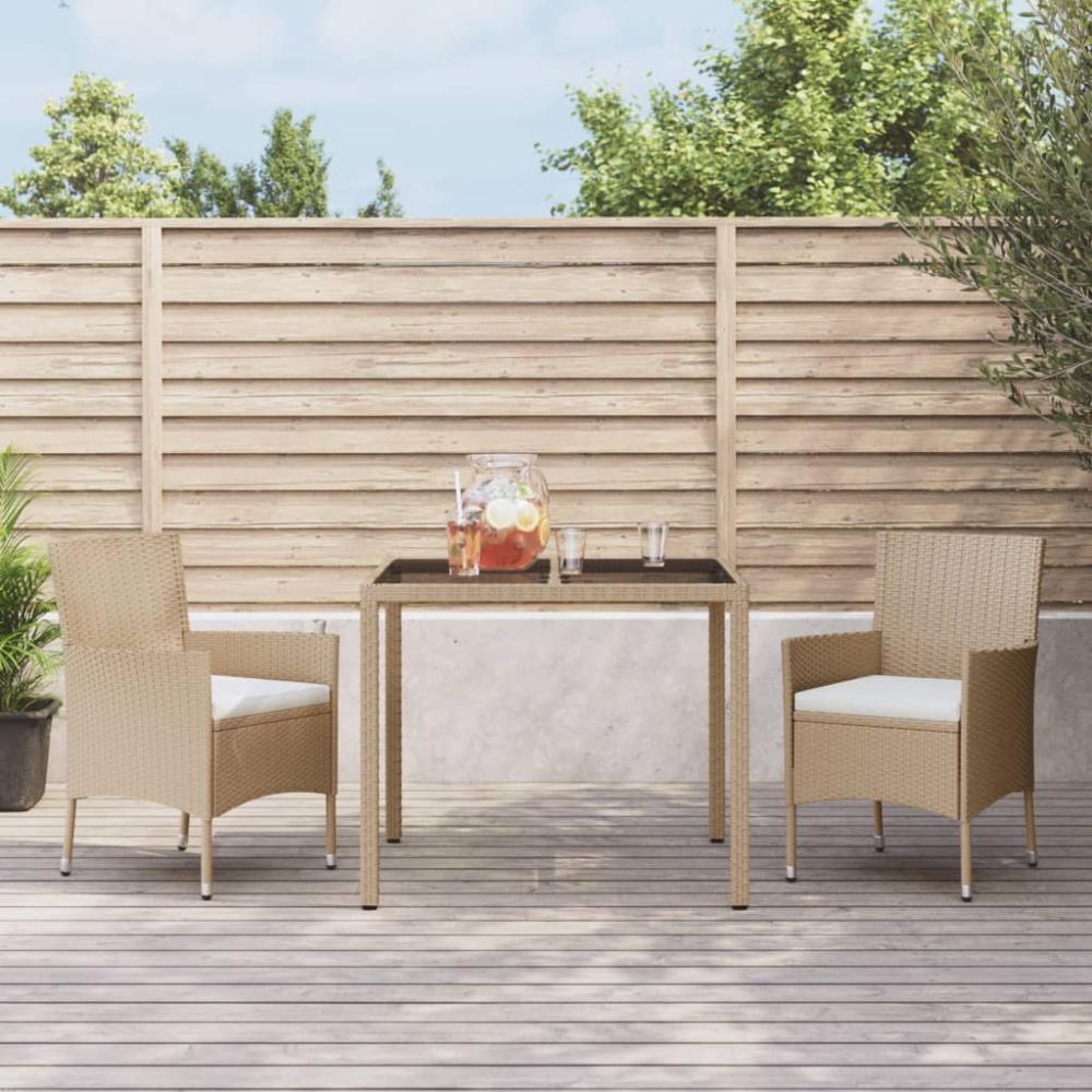 vidaXL 3-tlg. Garten-Essgruppe mit Kissen Beige Poly Rattan Bild 1