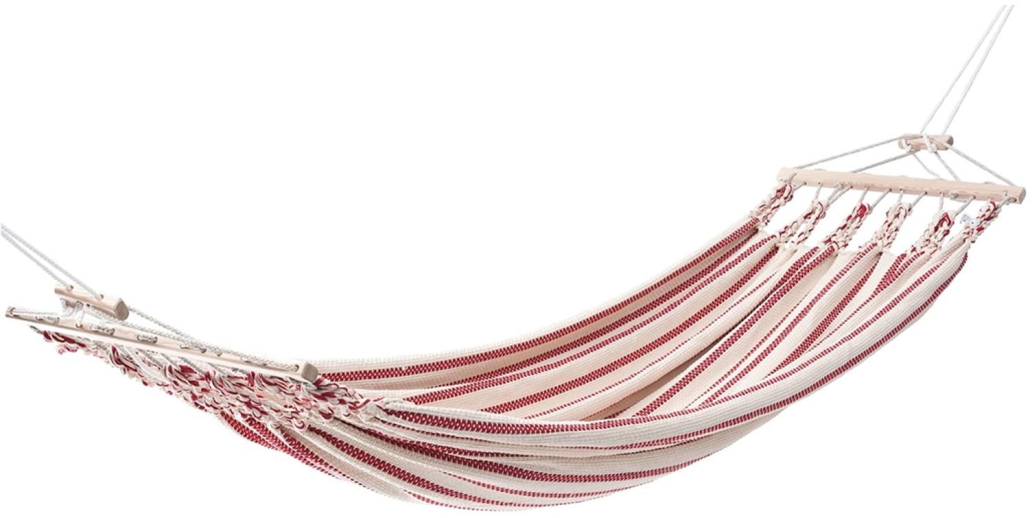 CHICO Einzelhängematte aus Baumwolle Weiß-rot Bild 1
