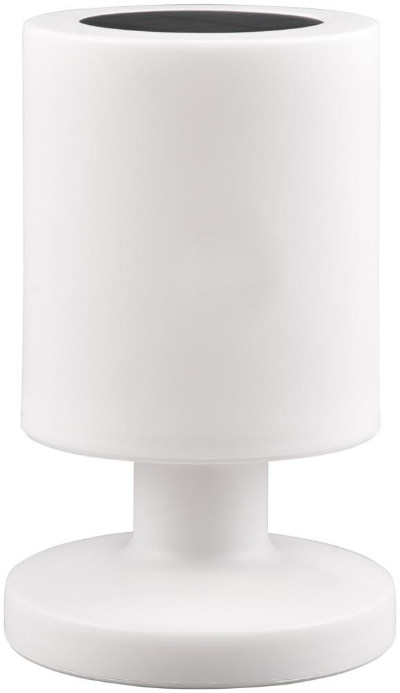 Kleine Akku Tischleuchte SILVA Weiß, Solar & USB aufladbar,Höhe 20cm Bild 1