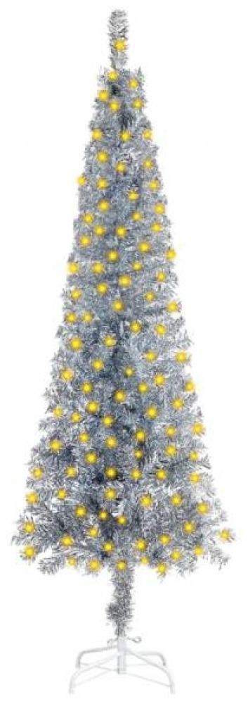 Weihnachtsbaum Schlank mit LEDs Silbern 120 cm Bild 1