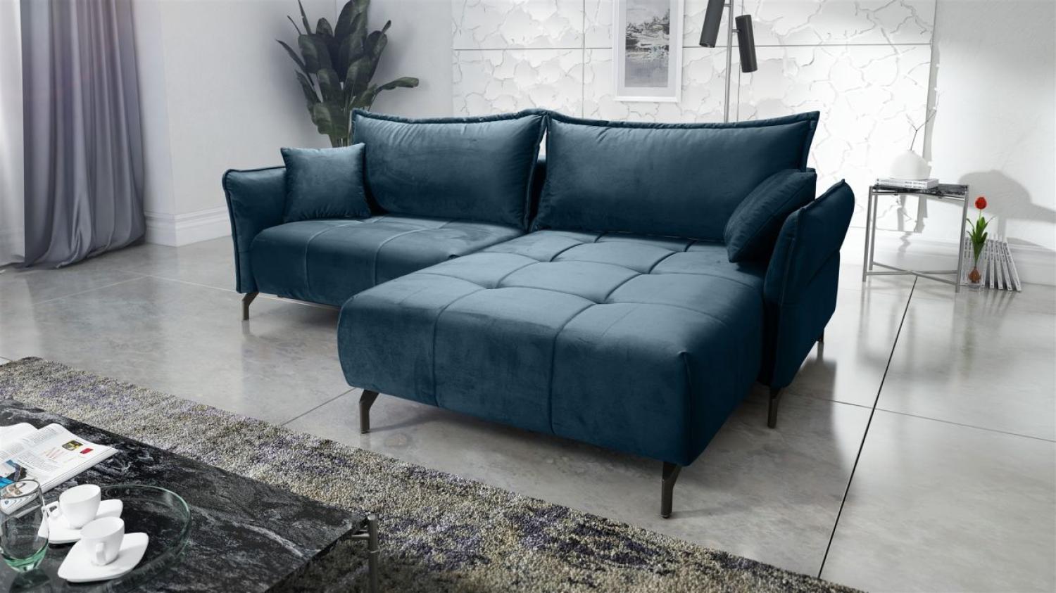 Ecksofa Schlafsofa Sofa VICTORIA Stoff Element Dunkelblau Ottomane Rechts Bild 1