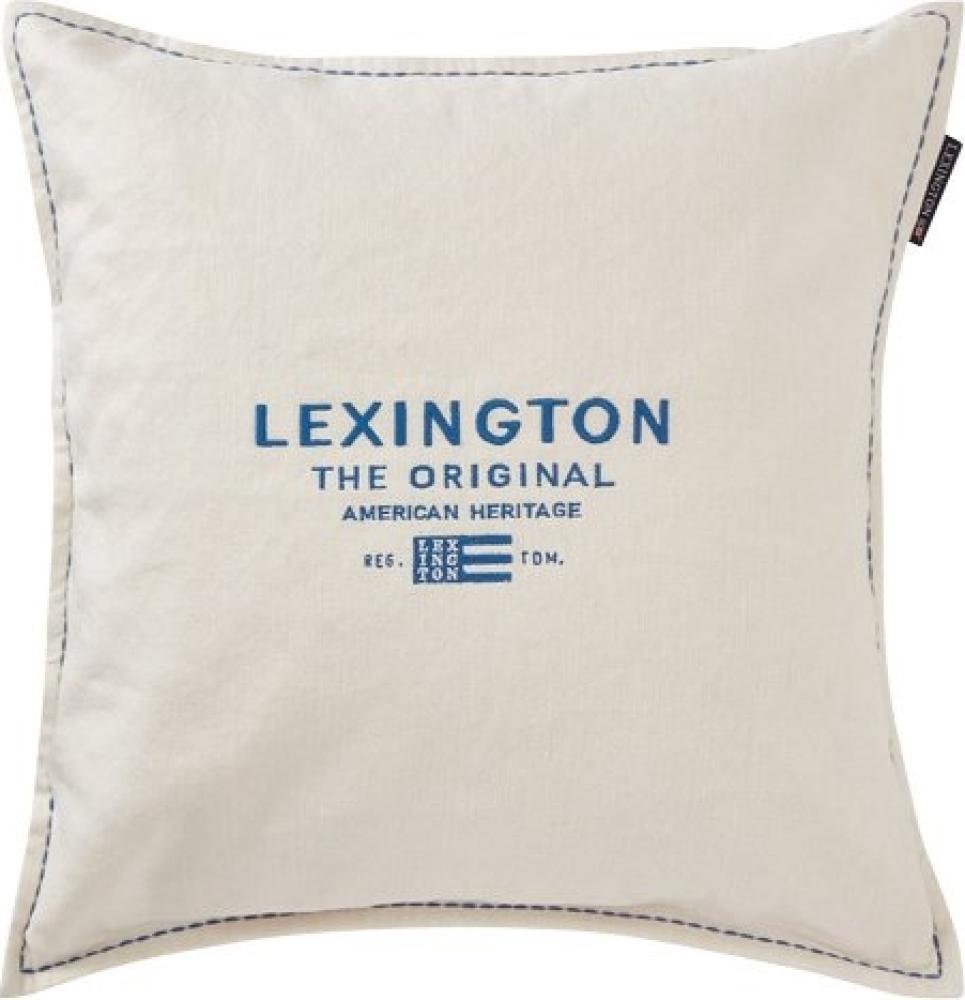 LEXINGTON Kissenbezug Logo Embroidered Linen/Cotton White/Blue (50x50) 12424110-1600-SH25 Bild 1