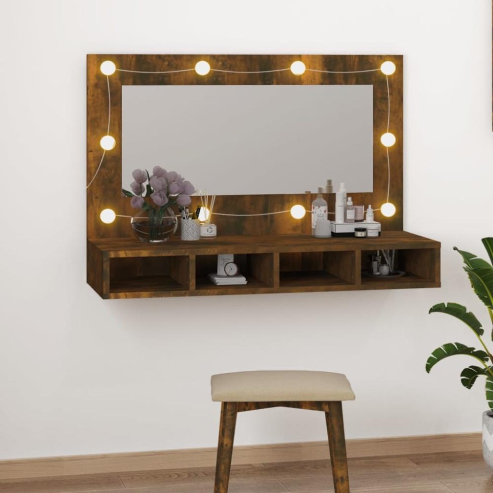 Spiegelschrank mit LED Räuchereiche 90x31,5x62 cm Bild 1