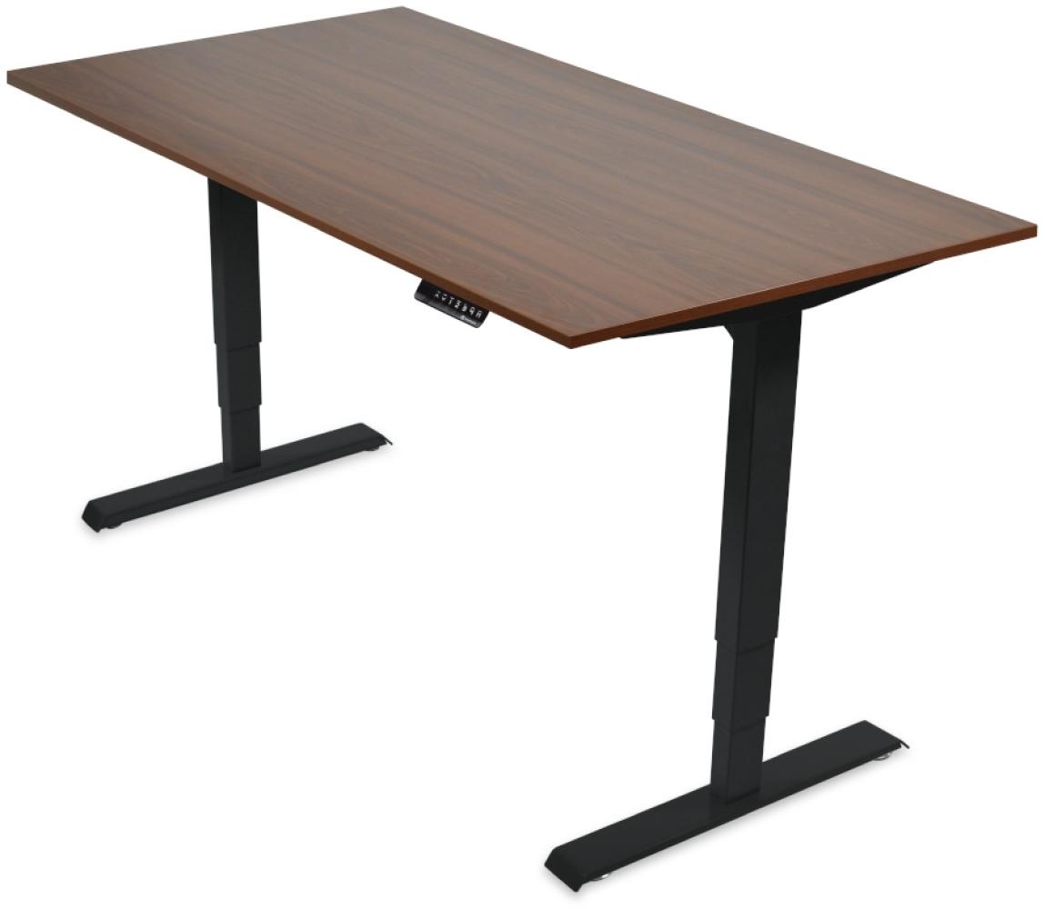 Desktopia Pro - Elektrisch höhenverstellbarer Schreibtisch / Ergonomischer Tisch mit Memory-Funktion, 5 Jahre Garantie - (Nussbaum, 180x80 cm, Gestell Schwarz) Bild 1