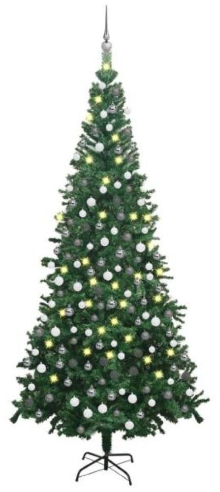 vidaXL Künstlicher Weihnachtsbaum mit LEDs & Kugeln L 240 cm Grün, Mit Beleuchtung [3077663] Bild 1