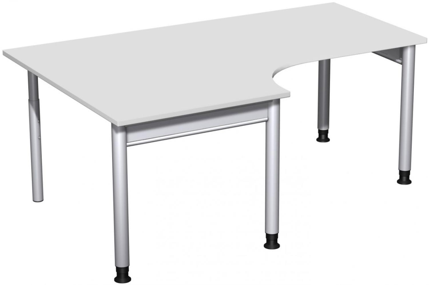 PC-Schreibtisch '4 Fuß Pro' links, höhenverstellbar, 180x120cm, Lichtgrau / Silber Bild 1