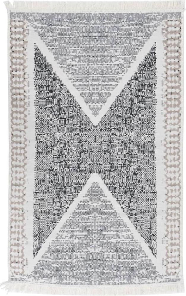 Teppich Schwarz und Grau 160x230 cm Baumwolle Bild 1