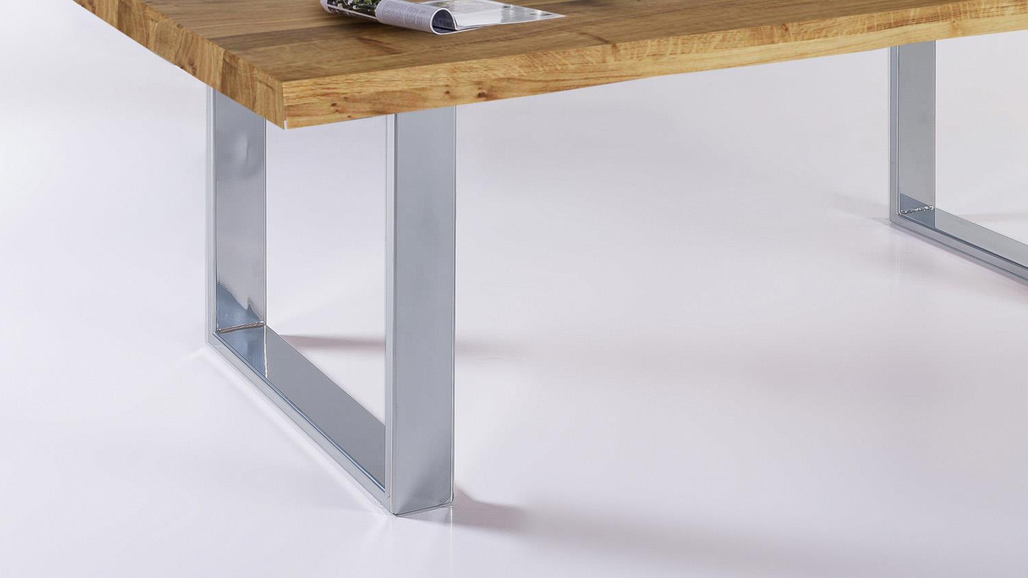 Elfo-Möbel Esstisch TIM Tisch Tischsystem in Eiche massiv Baumkante Chrom 200 cm Bild 1