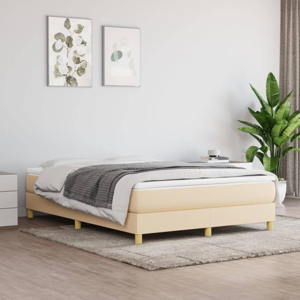 Boxspringbett Creme, Stoff, 140 x 200 cm Bild 1