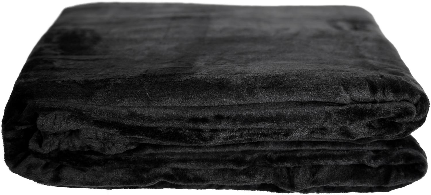 Kuschelige Decke 220x240 cm Fleecedecke Wohndecke aus Polyester Tagesdecke Schwarz Bild 1