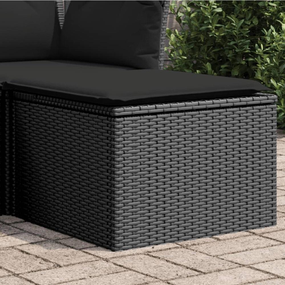 vidaXL Gartenhocker mit Kissen Schwarz 55x55x37 cm Poly Rattan Bild 1