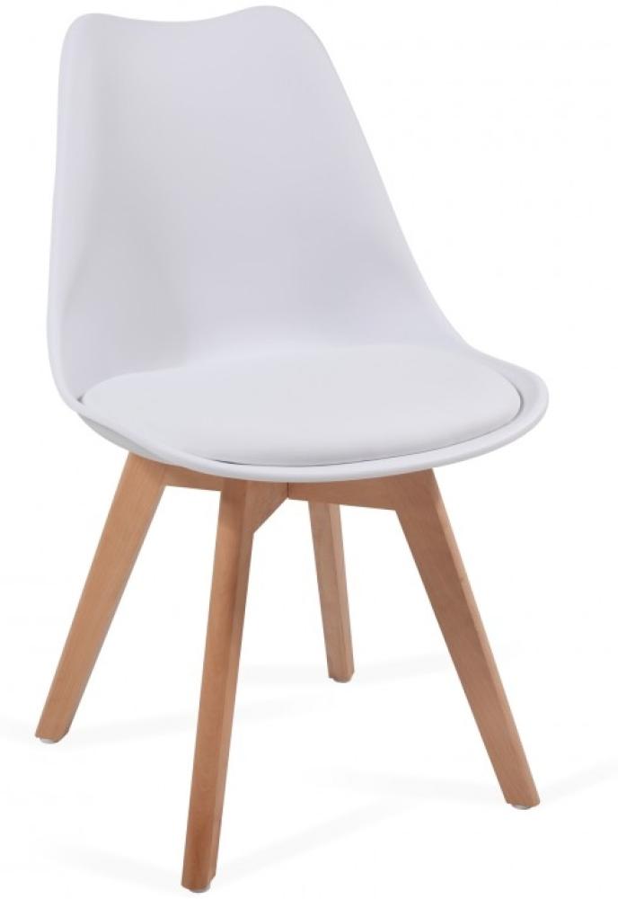 MIADOMODO® 8er-Set Esszimmerstühle mit Sitzkissen, Kunststoff & Massivholz weiß Bild 1