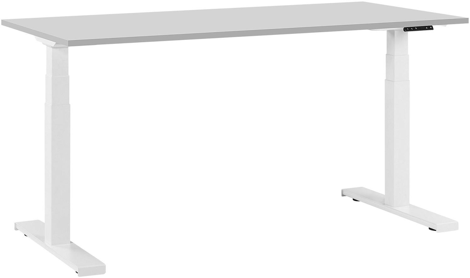 Schreibtisch elektrisch höhenverstellbar, Spanplatte Grau/ Weiß, 63-126 x 160 x 72 cm Bild 1