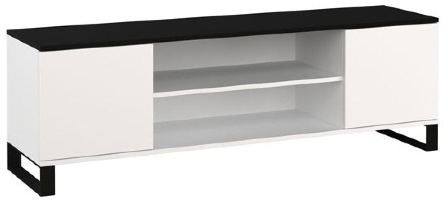 Lowboard "Petra" TV-Unterschrank 155cm weiß schwarz 2-türig Bild 1