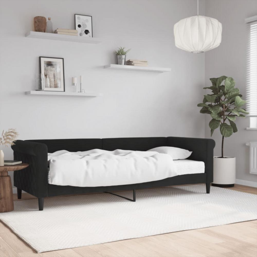 Tagesbett mit Matratze Schwarz 80x200 cm Samt (Farbe: Schwarz) Bild 1