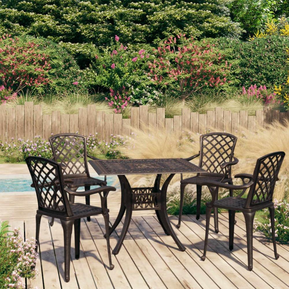 5-tlg. Bistro-Set Aluminiumguss Bronzen Bild 1