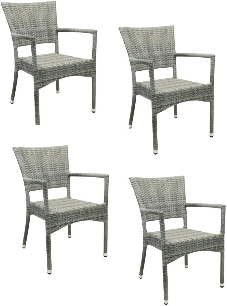 4x KONWAY® ROM Stapelsessel Granit Premium Polyrattan Garten Sessel Stuhl Set Bild 1