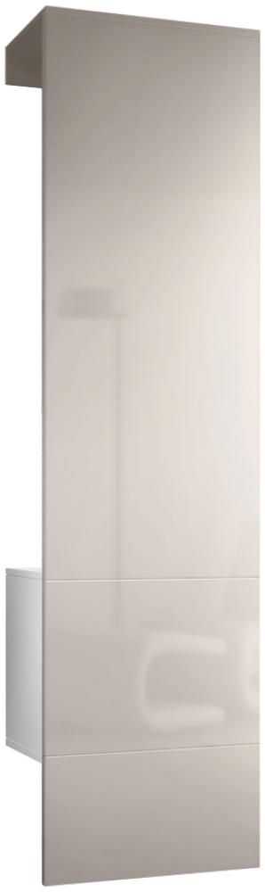 Vladon Garderobe Carlton Set 5, Garderobenset bestehend aus 1 Garderobenpaneel mit integrierter Tür und 1 Kleiderstange, Weiß matt/Sandgrau Hochglanz (52 x 193 x 35 cm) Bild 1