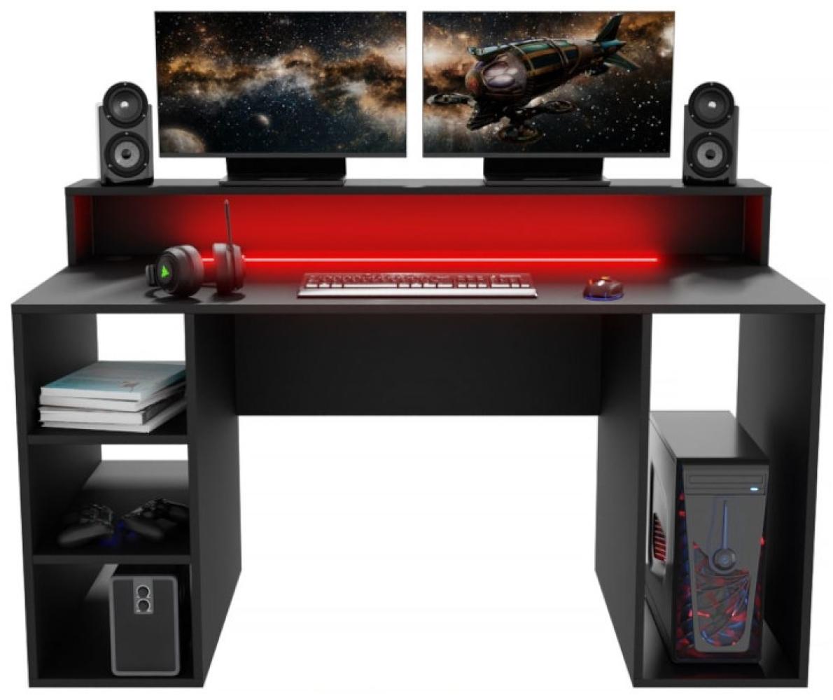 Gaming Tisch LENI + LED, 150x74x70, schwarz Bild 1